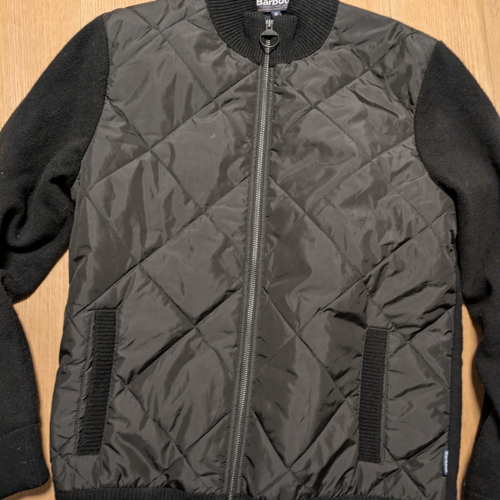Barbour Men's Black Quilted Arch diamond Wool Puffer Hybrid Jacket
